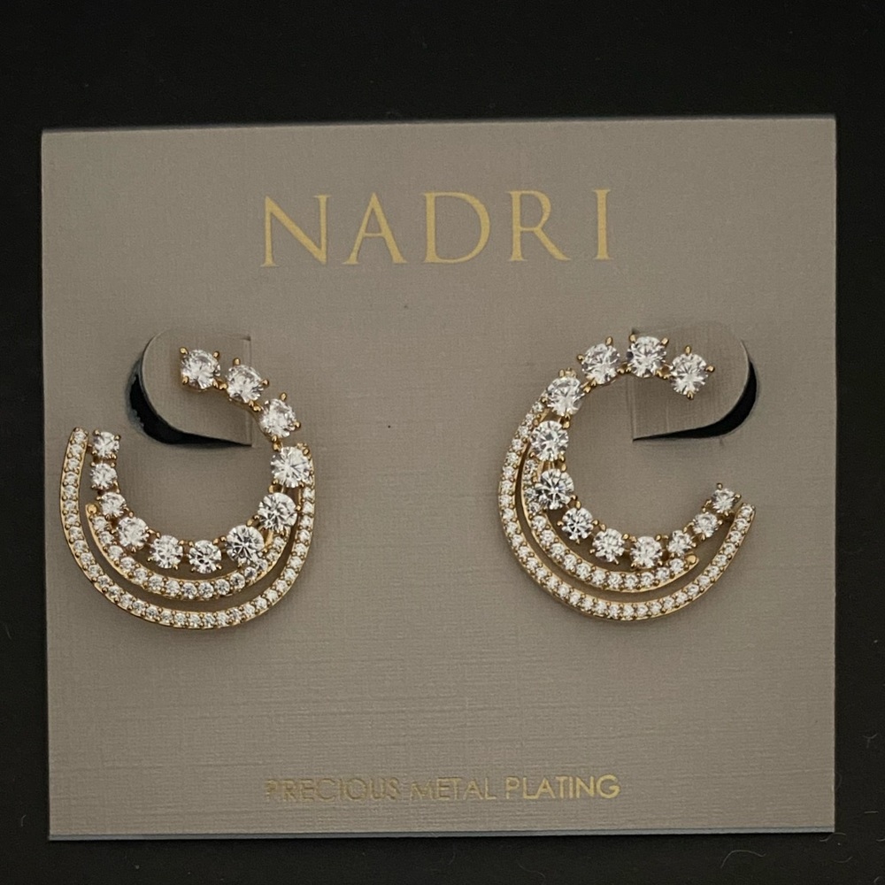 NADRI CZ DOUBLE ROW HOOP EARRINGS